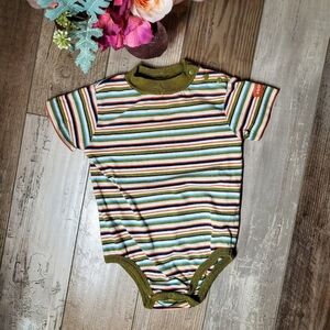 Pooh Baby Toddler Striped Onesie Bodysuit Green Orange Blue Size 24m EUC